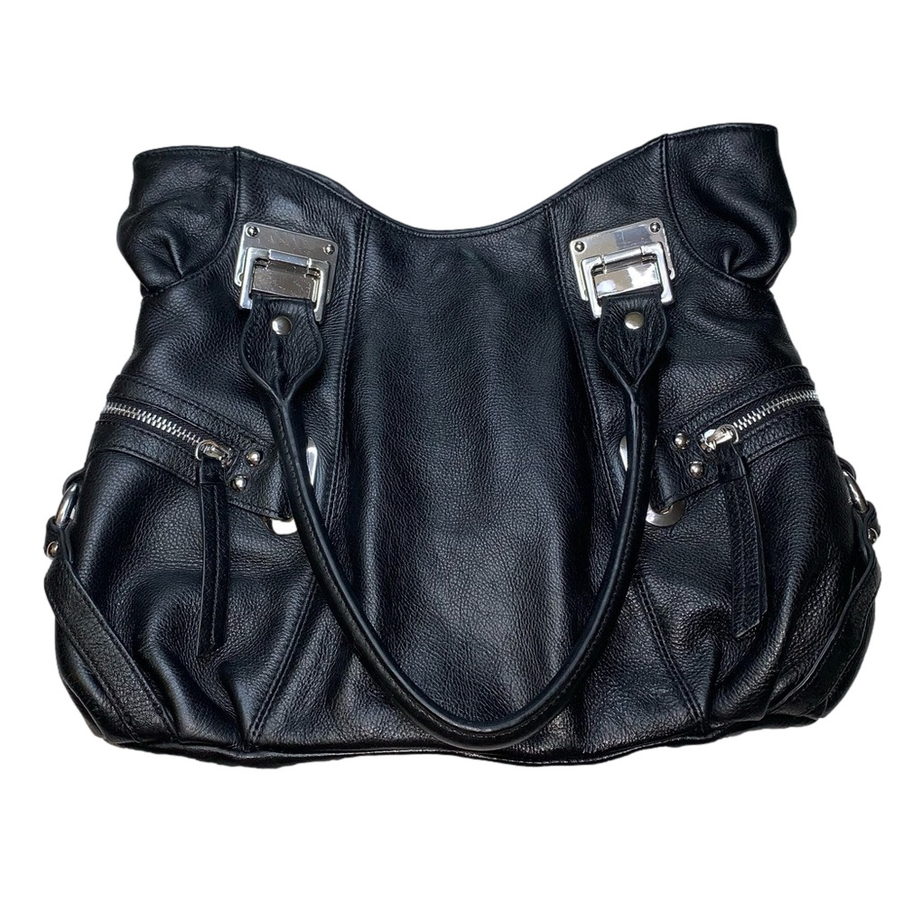 Vintage Etienne Aigner Heavy High Quality Black Leather Satchel Shoulder bag